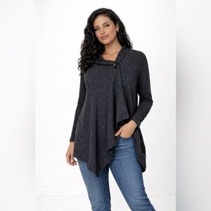 Christine Gerard Vintage Waterfall Poncho Charcoal Size Medium